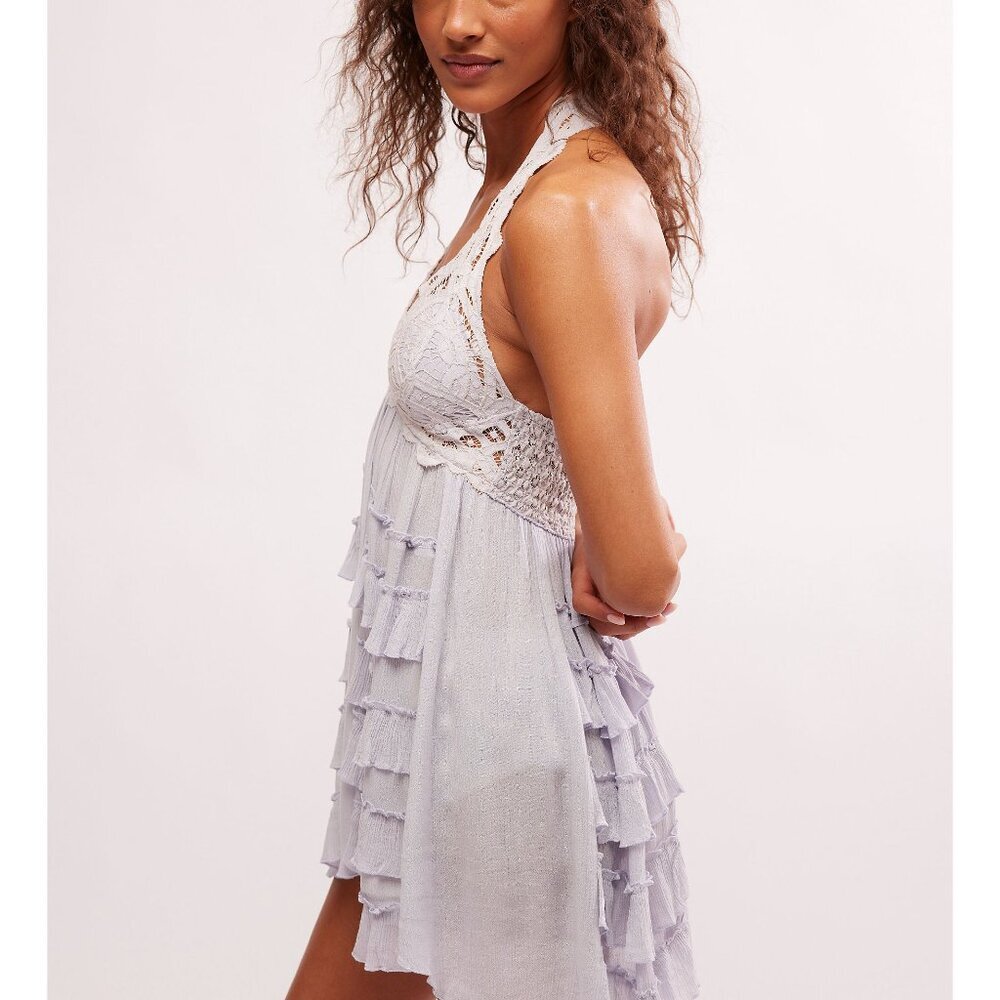 🆕 FREE PEOPLE FP One Adella Halter Slip / Icelandic Blue - Picture 2 of 5